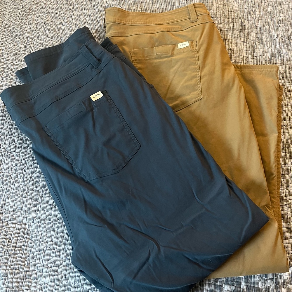 ORVIS - Men’s Navy and Tan Pants - Fleece Lined! Size 40x30